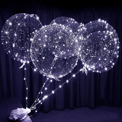 Vista 2 de Globos blancos con luz LED, globos transparentes para fiesta y decoración de boda y cumpleaños para mujeres