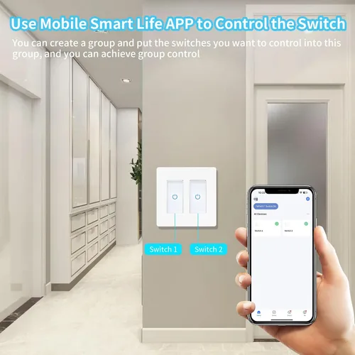 Vista 8 de Milfra Interruptor táctil inteligente de 2 vías, 2 posiciones, blanco, compatible con Alexa y Assistant, no requiere concentrador
