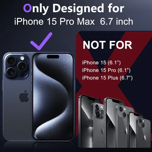 Vista 2 de Funda transparente diseñada para iPhone 15 Pro Max, compatible con MagSafe, antiamarilleo, protección contra caídas de grado militar, delgada, a