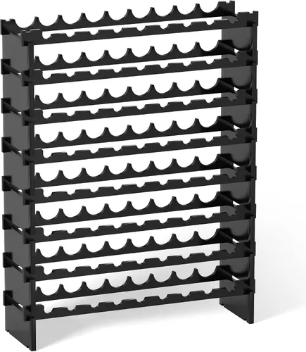 Vista 7 de Domax Estante de vino independiente para piso, 8 niveles, soporte para botellas de vino, 72 botellas, estantes apilables de madera de bambú