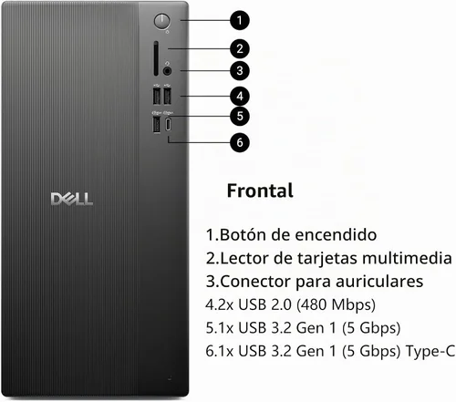 Vista 6 de Dell Vostro Tower PC computadora de escritorio para el hogar y la empresa, procesador Intel de 4 núcleos de 14ª generación, 16 GB DDR5 RAM, 512 GB