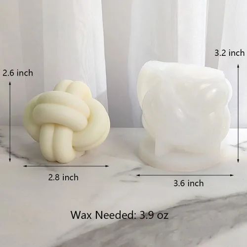 Vista 2 de Molde de vela de nudo torcido de bola redonda, moldes de silicona de hilo curvado para resina de cera, velas de mascotas, molde de jabón hecho a