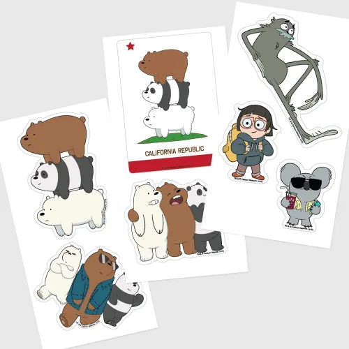 Vista 2 de Popfunk We Bare Bears Cartoon Network - Calcomanías coleccionables con oso de hielo, grizzly y panda (amigos)