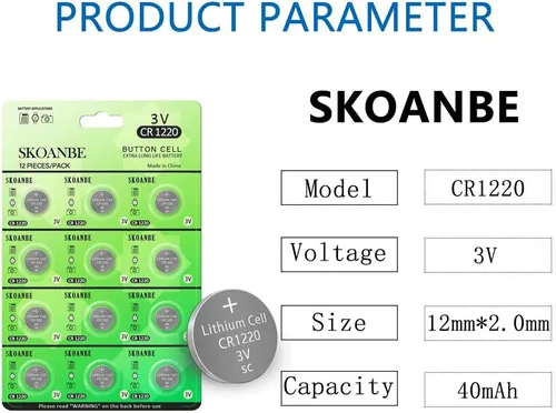 Vista 2 de SKOANBE 12PCS 1220 botón moneda celda CR1220 batería