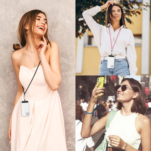 Vista 2 de Cordón universal para teléfono celular, 2 correas cruzadas para teléfono para mujer, 2 correas para teléfono de muñeca y 4 conectores mejorados