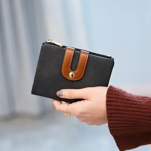 Vista 19 de AOXONEL Cartera pequeña de cuero plegable Rfid para mujer, con cremallera, bolsillo para tarjeta de identificación, delgada, compacta y delgada