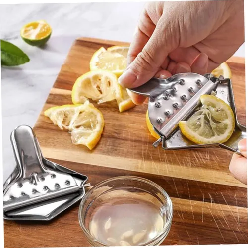 Vista 8 de Exprimidor manual de limón de acero inoxidable 2pcs para la prensa de frutas de la cocina del hogar con extracción y diseño eficientes de jugo