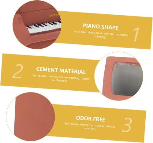 Vista 7 de NOLITOY Maceta de cemento para piano, maceta en forma de piano, maceta suculenta de cerámica para exteriores, plantas suculentas, plantador