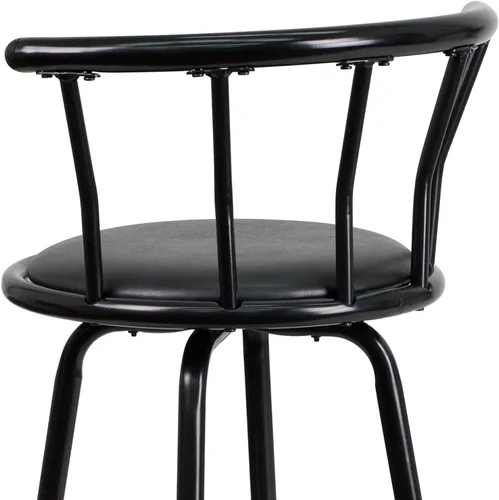 Vista 9 de Flash Furniture Taburete de bar Charla Crown Back de metal negro con asiento giratorio de vinilo negro