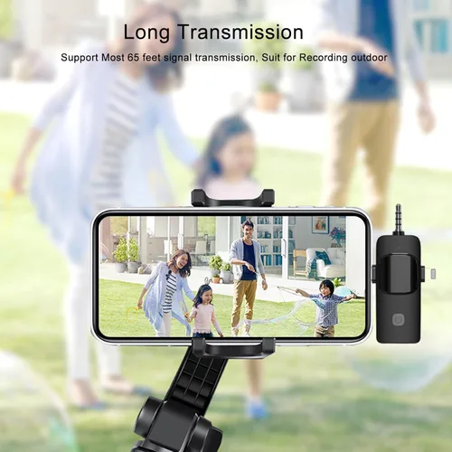Vista 6 de Mini micrófono, micrófono inalámbrico 3 en 1 para iPhone, iPad, Android, cámara, micrófonos de solapa inalámbricos profesionales para grabación