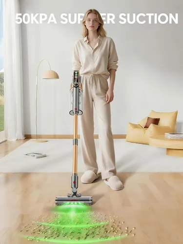 Vista 2 de Aspiradora Inalámbrica, 600W/50KPA/65Min Aspiradoras para el Hogar, Súper Recipiente de 1.8L y Pantalla LED Grande Aspiradora de Palo Anti-Enredos