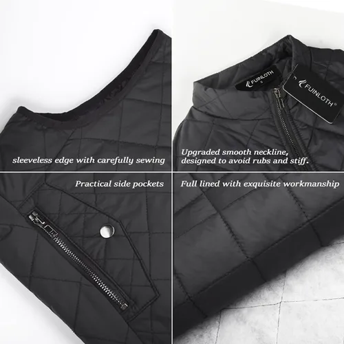Vista 5 de Fuinloth - Chaleco acolchado para mujer, diseño de cuello alto, ligero, con cierre