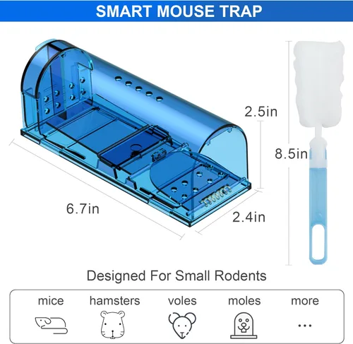 Vista 2 de Trampas para ratones, captura y liberación, trampas reutilizables para ratas, fáciles de instalar y seguras para la familia y las mascotas, no matan