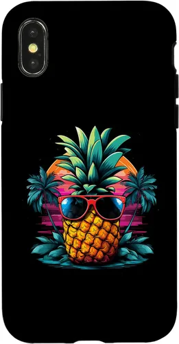 Vista 5 de iPhone 16 Vintage Pineapple With Sunglasses 70s 80s Vaporwave Hawaiian Case