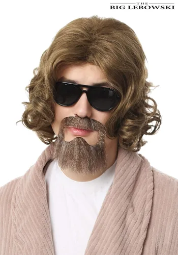 Vista 2 de Fun Costumes Big Lebowski - Kit de peluca y barba para adultos The Dude estándar