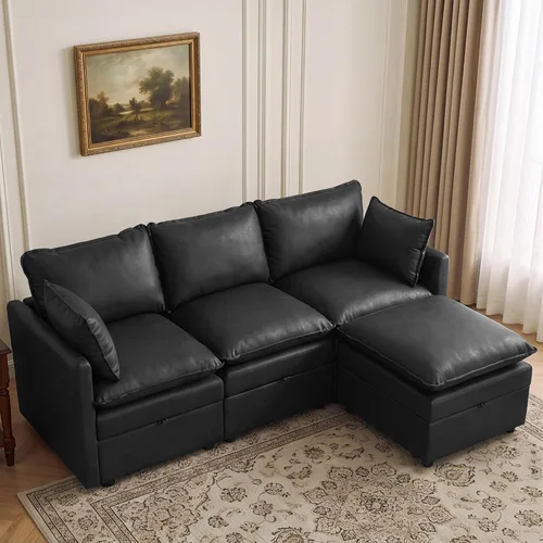 Vista 99 de Otomana cuadrada grande de 27 pulgadas con almacenamiento, reposapiés tapizado moderno con patas antideslizantes para sofá, mesa de café, sala