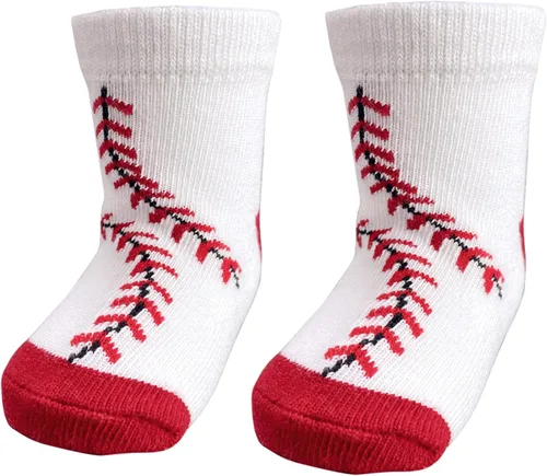 Vista 3 de BAICAIYU Calcetines de béisbol para el primer cumpleaños para bebé, 2 piezas, calcetines para recién nacidos, tubo mediano, lindo traje de béisbol