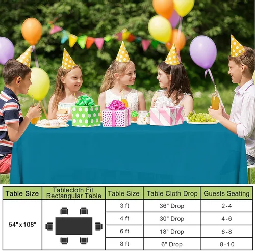 Vista 6 de Smiry - Juego de 6 manteles desechables, 54 x 78 pulgadas, manteles impermeables rectangulares para fiestas, cubierta de mesa de plástico