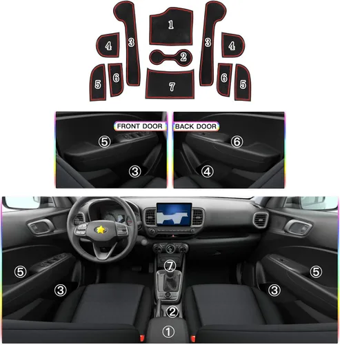 Vista 2 de SKTU para 2020 2021 2022 2023 2024 2025 2026 Hyundai Venue Tapete de ranura para puerta 2024 2025 2026 Accesorios para Venue Antideslizante