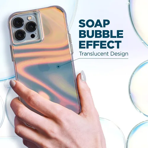 Vista 3 de Case-Mate - Funda Soap Bubble para iPhone 13 Mini con diseño iridiscente, protección contra caídas de 10 pies, 5.4 pulgadas