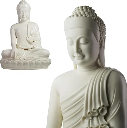 Vista 10 de FENGSHUI-CAISHEN Estatua de Buda grande de cerámica superior para el hogar, figura de meditación de Buda sentado, Buda hecha a mano, Buda, Buda