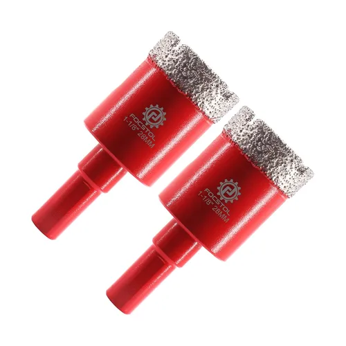 Vista 8 de FOCSTOL Broca de núcleo de diamante, 2 piezas de sierra de diamante de 1-1/2 pulgadas (1.496 in) con vástago triangular para azulejos de porcelana