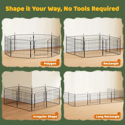 Vista 9 de Yaheetech Corralito expandible para perros, 8 paneles de 20 pulgadas con puerta para interiores y exteriores, cerca para mascotas para perros
