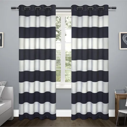 Vista 12 de Exclusive Home Sateen Rugby - Par de paneles de cortinas opacas con ojales en la parte superior, de sarga a rayas, para oscurecer la habitación, 52