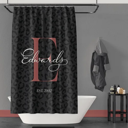 Vista 6 de ArtBroz - Cortina de ducha personalizada con monograma, 71 x 74 pulgadas, cortinas de baño de tela impermeable con iniciales con monograma