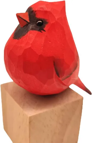 Vista 35 de Figura de pájaro de madera Azure Tit, tilo tallado a mano, marrón claro, decoración moderna para el hogar, regalo de pájaro