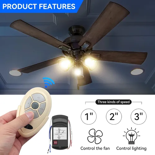 Vista 3 de Kit de control remoto universal para ventilador de techo, repuesto para Harbor Breeze, Hampton Bay, Hunter, receptor FAN28R atenuador de luz