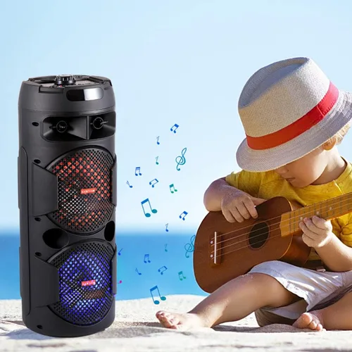 Vista 9 de TWS - Altavoces Bluetooth inalámbricos portátiles con subwoofer dual de 6.5 pulgadas, sistema de canto de altavoz PA para el hogar, fiesta, playa