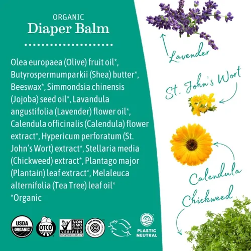 Vista 6 de Earth Mama Bálsamo de pañales orgánico multiusos para bebés Verificado por EWG, sin petróleo ni fragancia con caléndula para pieles sensibles