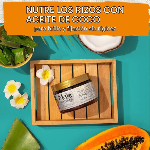 Vista 6 de Maui Moisture - Curl Quench + aceite de coco, gel para el cabello de acción duradera, para pelo rizado, para estilizar pelo rizado, vegano, sin