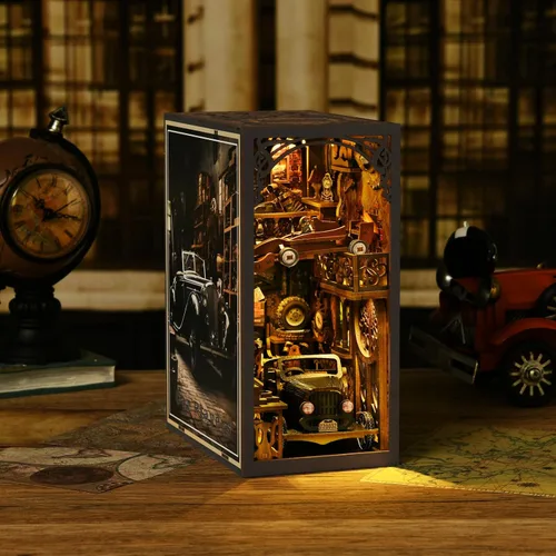 Vista 5 de TOYQI Kit de Rincón de Libros, Kits de Rincón de Libros para Adultos, Kit de Casa de Muñecas en Miniatura DIY Rompecabezas de Madera 3D Booknook