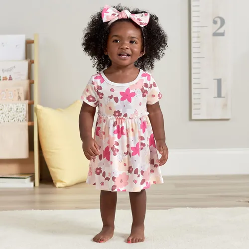 Vista 5 de Gerber baby-girls 3-piece Dress, Diaper Cover and Headband Set