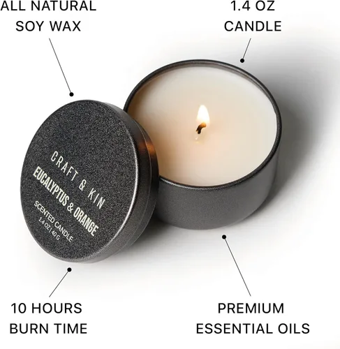 Vista 3 de Craft & Kin Premium 6 velas votivas perfumadas – Juego de regalo de velas perfumadas de soja natural de lujo con aromas variados – Decoración