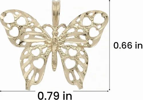 Vista 2 de Joyería colgante de mariposa con encanto de oro amarillo de 14 quilates 0.669 in