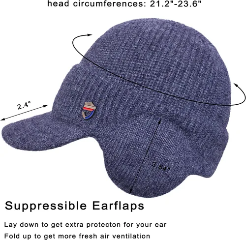 Vista 3 de Muryobao Gorro de invierno para hombre, con visera de punto, con forro polar y calentador de cuello