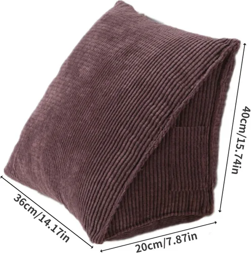 Vista 8 de Almohada de lectura de cuña suave, cojín triangular de pana para respaldo, posicionamiento para sofá, cama, silla de oficina, almohada de apoyo