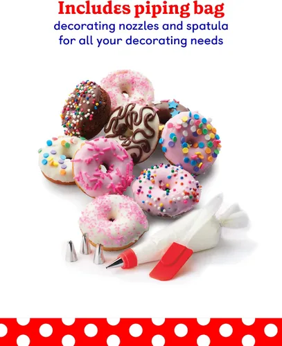 Vista 6 de BETTY CROCKER Donut Maker, Mini Donut Maker with Nonstick Surface, Mini Donut Maker Machine with Cool Touch Handle & Makes 7 Delicious Fresh Donuts