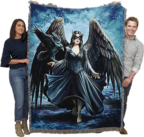 Vista 12 de Pure Country Weavers Anne Stokes Gothic Collection - Manta de ángel de la bendición – Tapiz de fantasía para regalo tejido de algodón – Fabricado