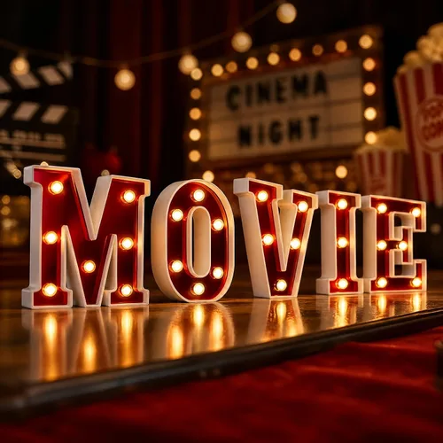 Vista 8 de Aurelema Casino 6.3" Letras de cartel de noche de cine para fiestas, cartel de luz de marquesina alimentado por batería, luces LED de letras