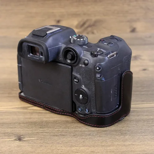 Vista 2 de Rieibi EOS R7 - Funda de piel sintética de calidad para cámara digital Canon EOS R7 - Funda de agarre para Canon EOSR7, color negro