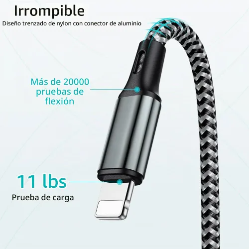 Vista 6 de Puxnoin Cable de carga múltiple de 6 pies, paquete de 2 cables de carga múltiple 4 en 1, cable universal de carga rápida USB múltiple con tipo C