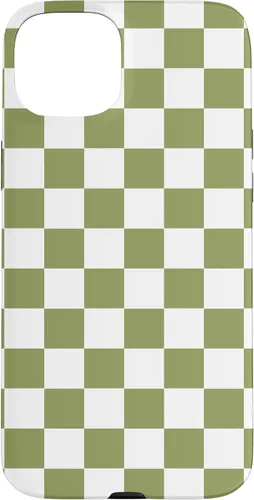 Vista 9 de Funda para iPhone 17 con diseño de cuadros verde oliva estético retro