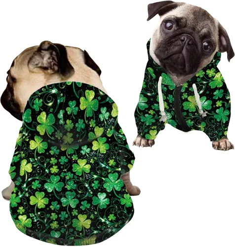 Vista 18 de Howilath Sudaderas con la bandera estadounidense para perros medianos, abrigo de invierno con diseño de pata de cachorro, ropa cálida con capucha