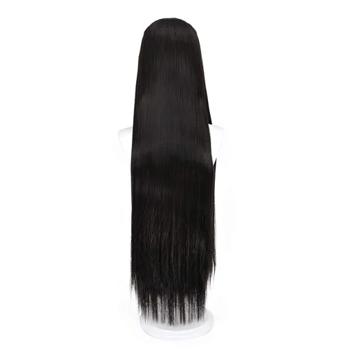 Vista 3 de Soyusunny Peluca larga y recta negra para cosplay, disfraz de Halloween, pelucas para mujer