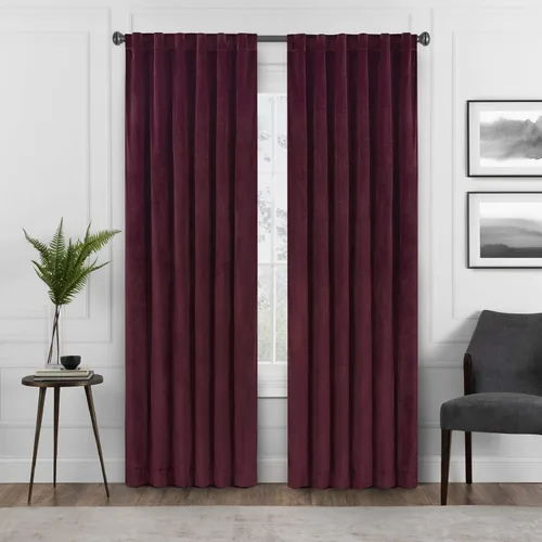 Vista 6 de Eclipse Absolute Zero Harper - Cortinas opacas de terciopelo con aislamiento térmico y bolsillo para cortinero para dormitorio, panel individual, 50