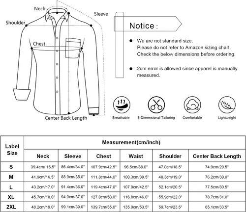 Vista 7 de Alizeal Camisa de vestir de manga larga con botones para hombre